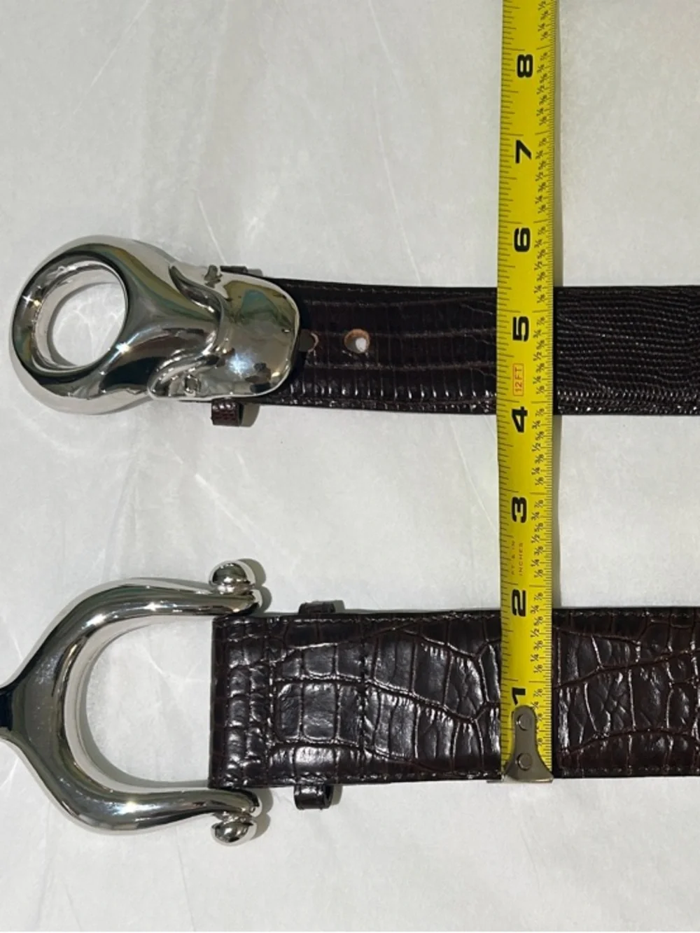 Set of 2 Brian Toohey Vintage Brown Leather Belts Polished Silver Buckles 🐊 🦎🪎